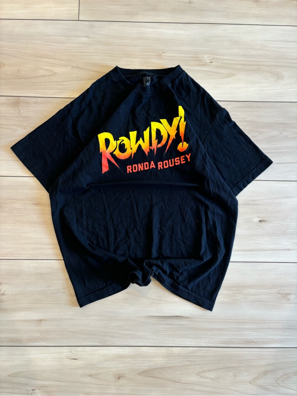 WWE Black "Rowdy! Ronda Rousey" Wrestling retro men’s Short Sleeve Tee